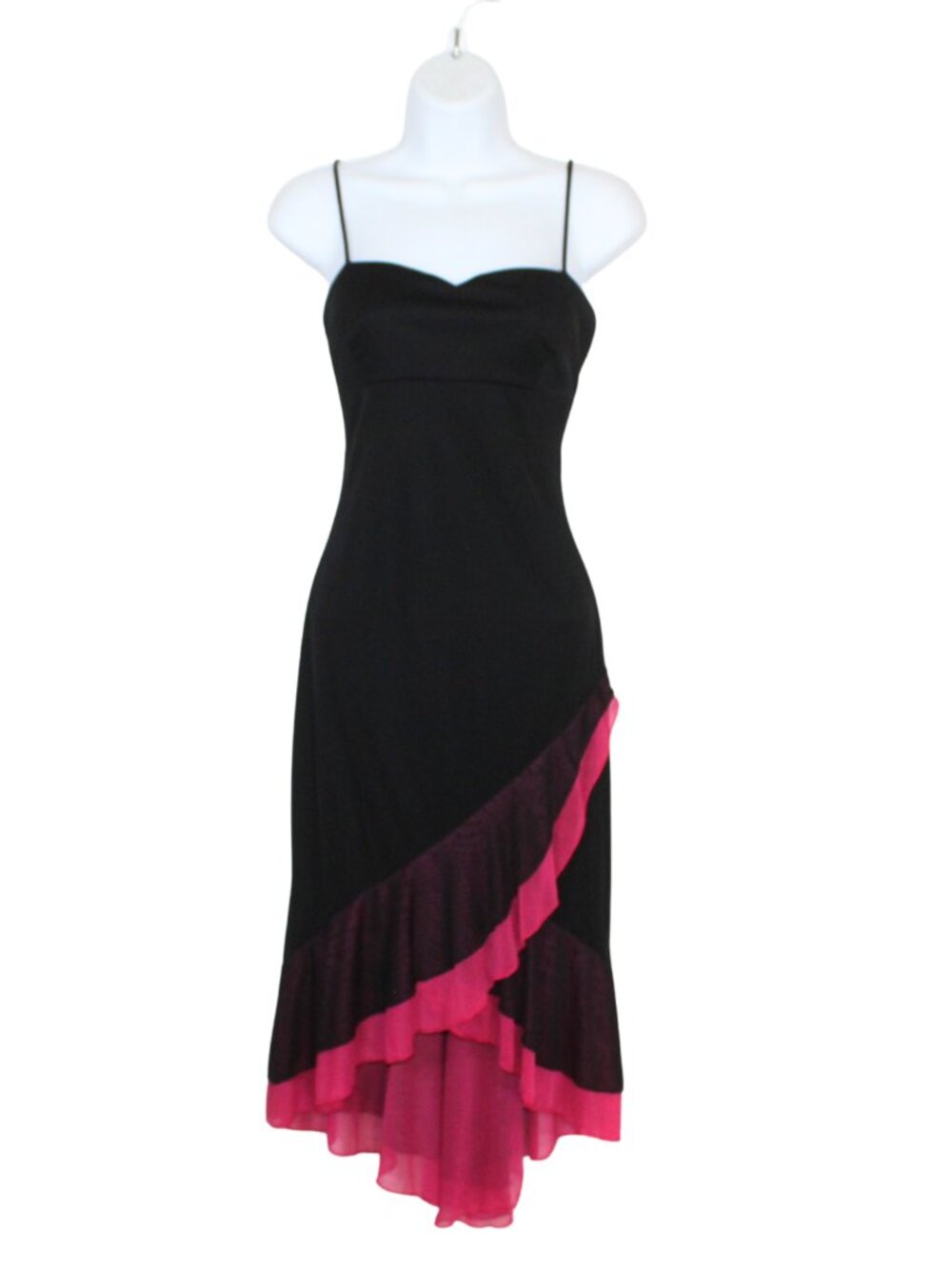 Vintage 90s Taboo women's party dress size M black pink flamenco ruffle hem